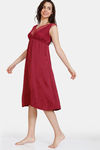 Zivame Paradise Garden Woven Mid Length Nightdress - Beet Red — thumbnail 2
